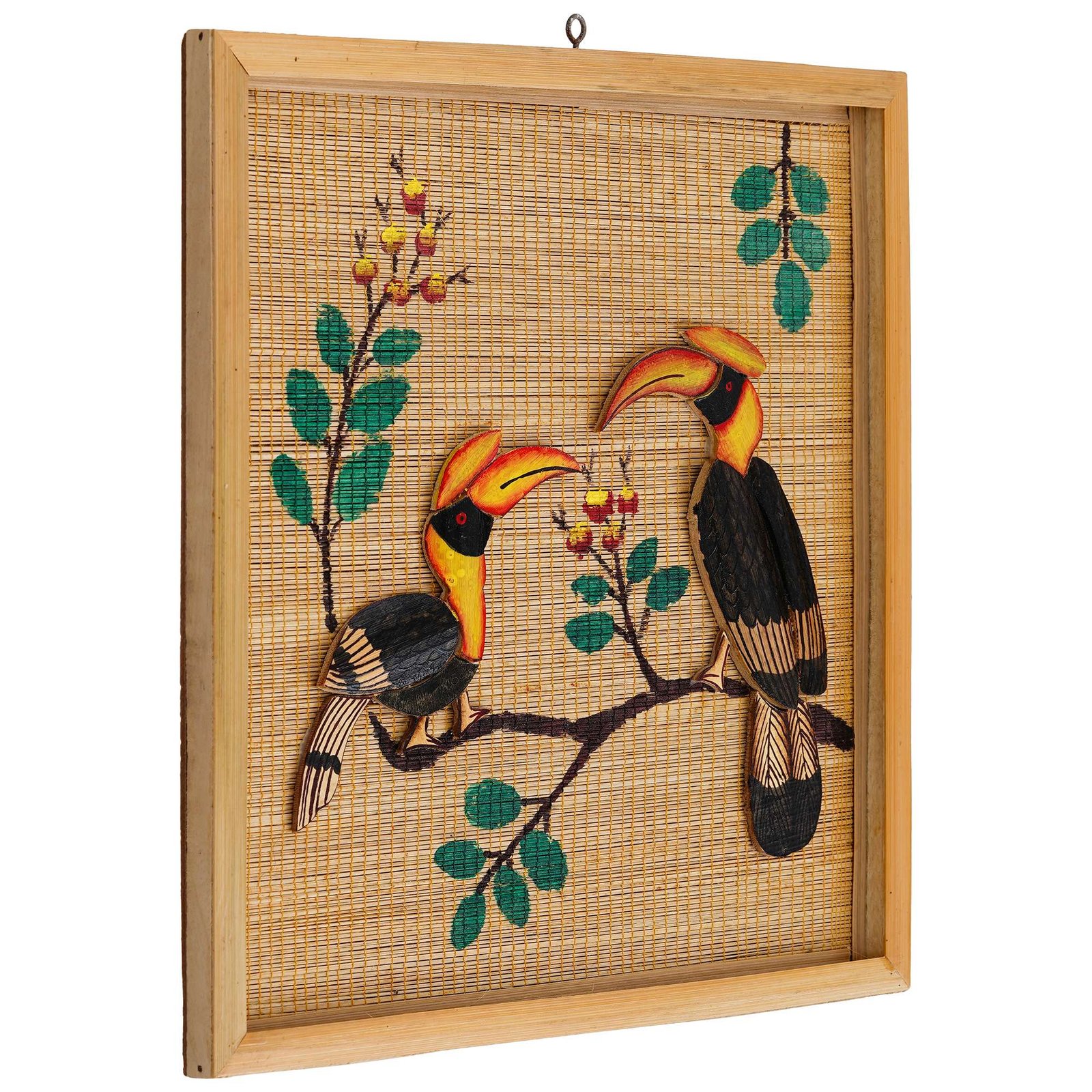 Bamboo Art Couple Hornbill Painting For Home Decor | Bamboo Art Gift For Multiple Occasions - Image 3